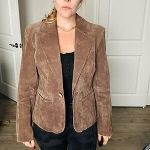 Bernardo Tan Suede Leather Blazer